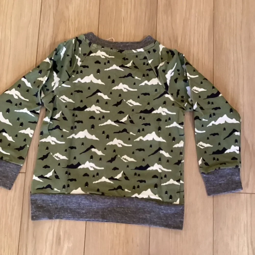 NWT. Miki Miette Brand Boys Long Sleeve Mountainside Print Shirts Sz 3T and 5